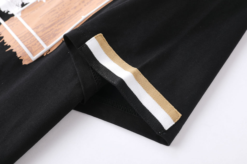 Camiseta 66012 Estampada Negra Para Hombre