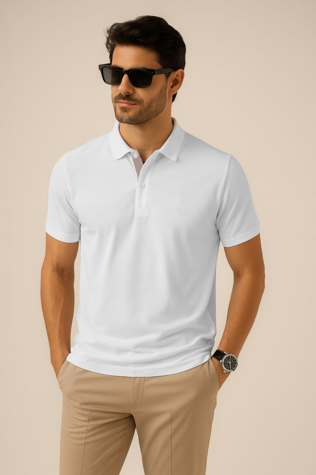 Camiseta 12333-8# Tipo Polo Blanca Para hombre