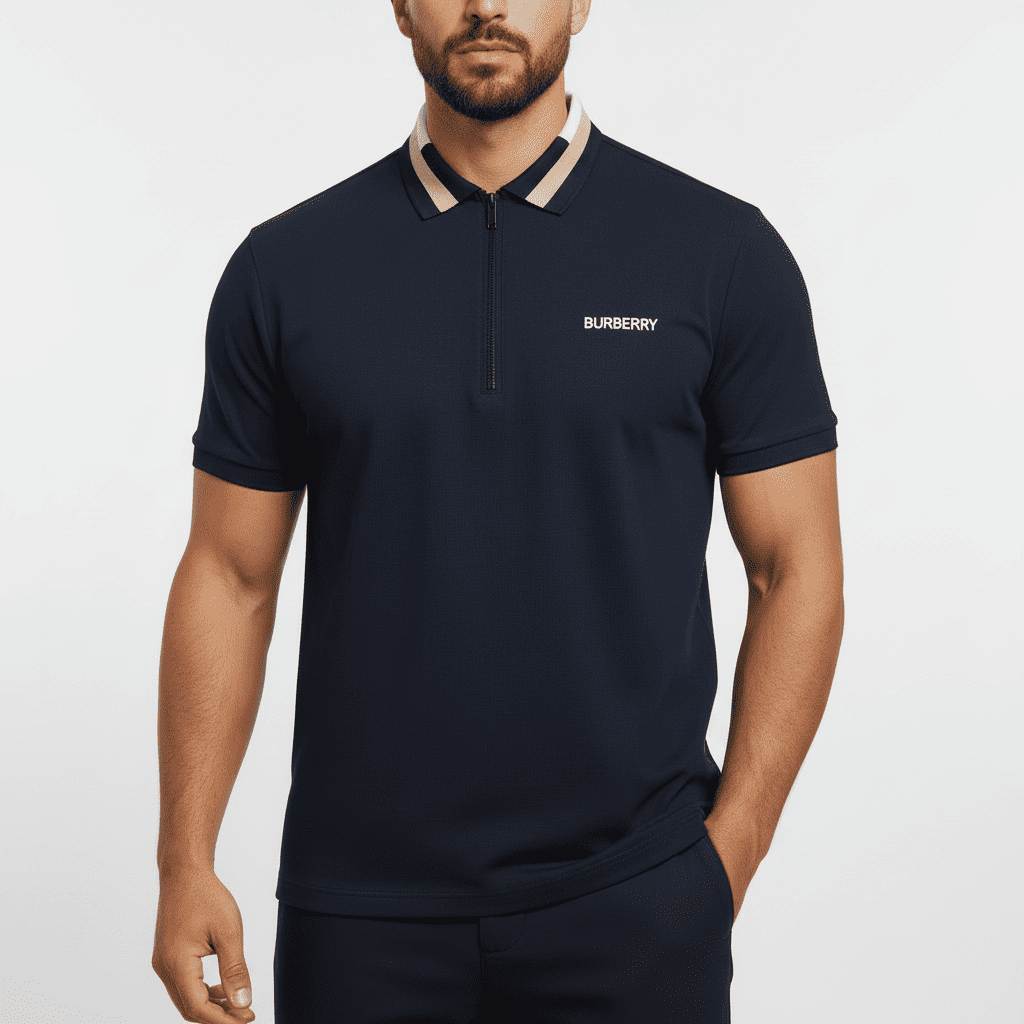 Camiseta 13616# Tipo Polo Azul Oscuro Para Hombre