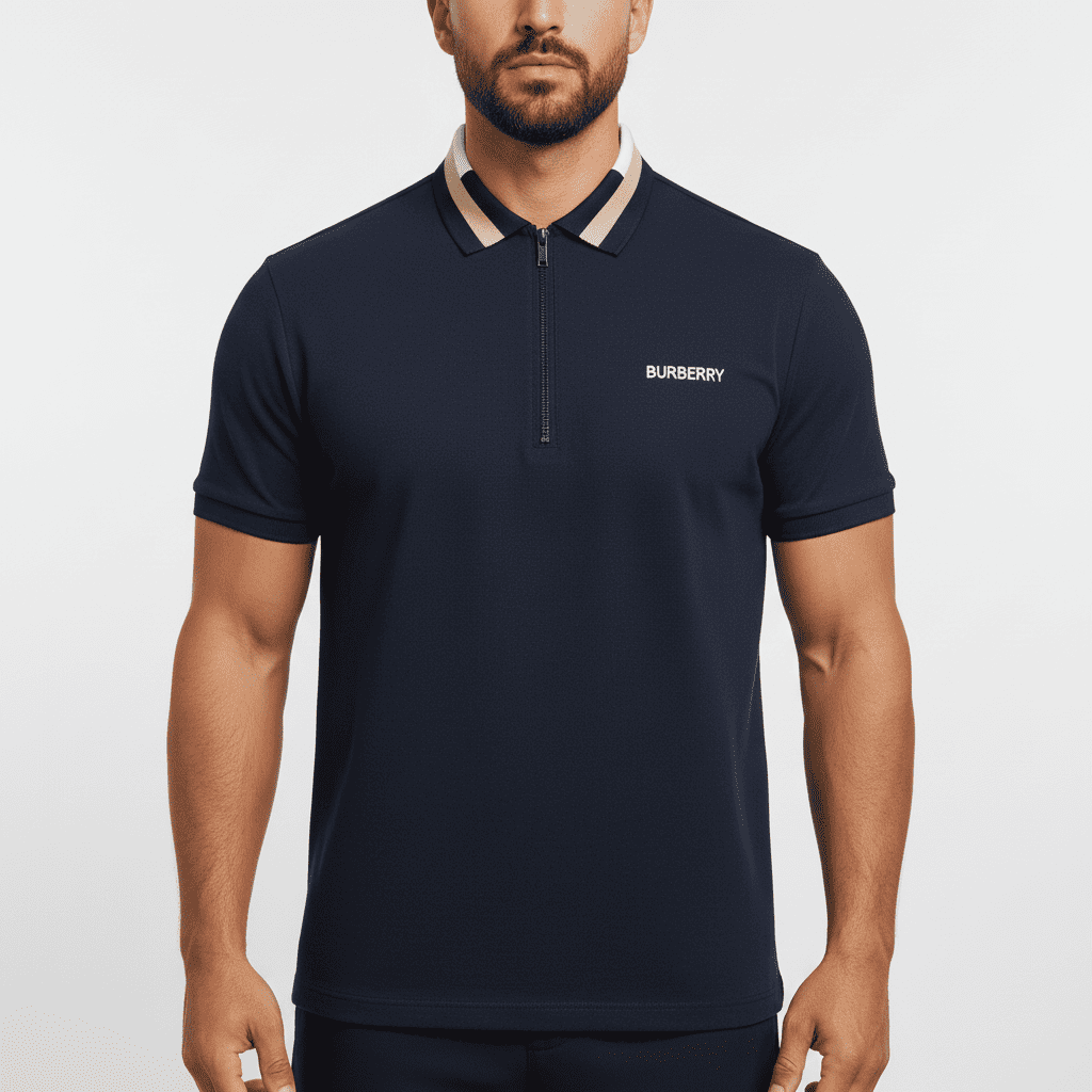 Camiseta 13616# Tipo Polo Azul Oscuro Para Hombre