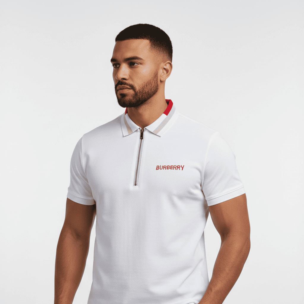 Camiseta 13616# Tipo Polo Blanca Para Hombre