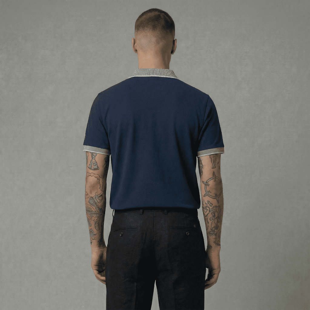 Camiseta 185017 Tipo Polo Azul Oscuro Para Hombre