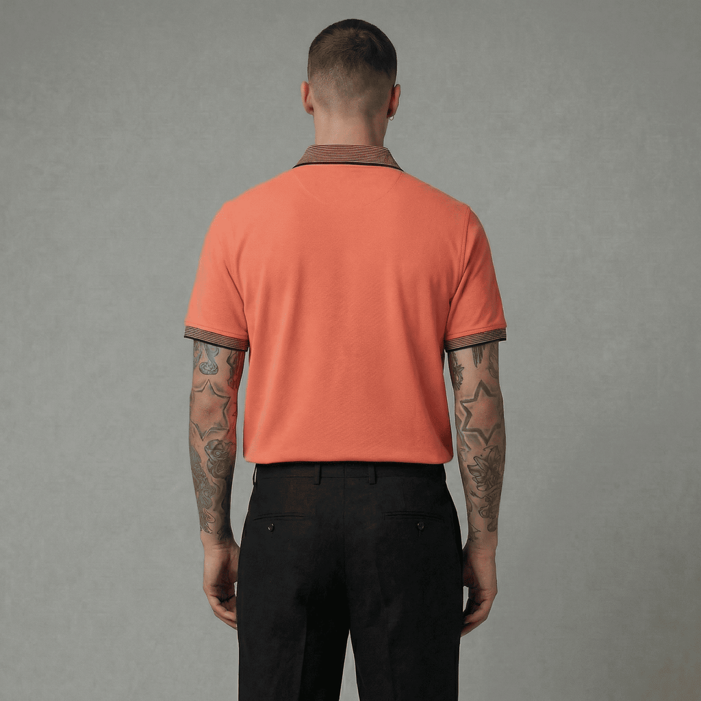 Camiseta 185017 Tipo Polo Naranjada Para Hombre