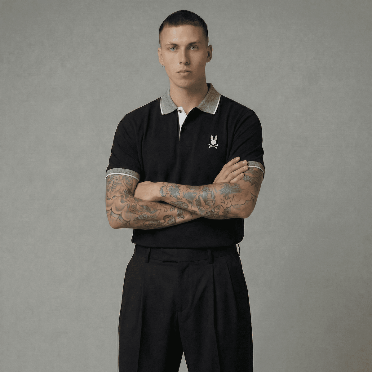 Camiseta 185017 Tipo Polo Negra Para Hombre
