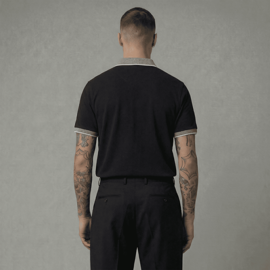 Camiseta 185017 Tipo Polo Negra Para Hombre