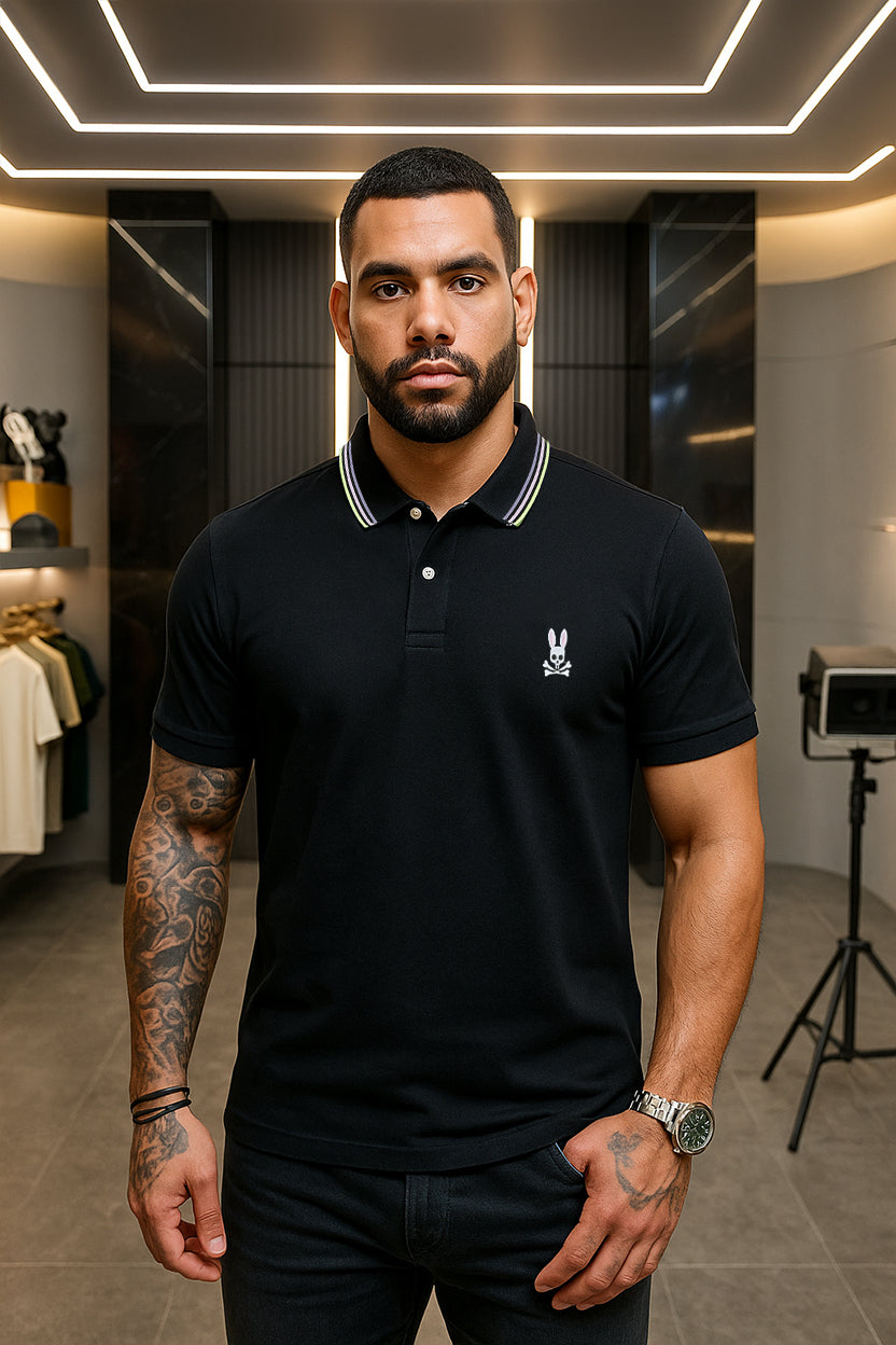 Camiseta 22370 Tipo Polo Negra Para Hombre