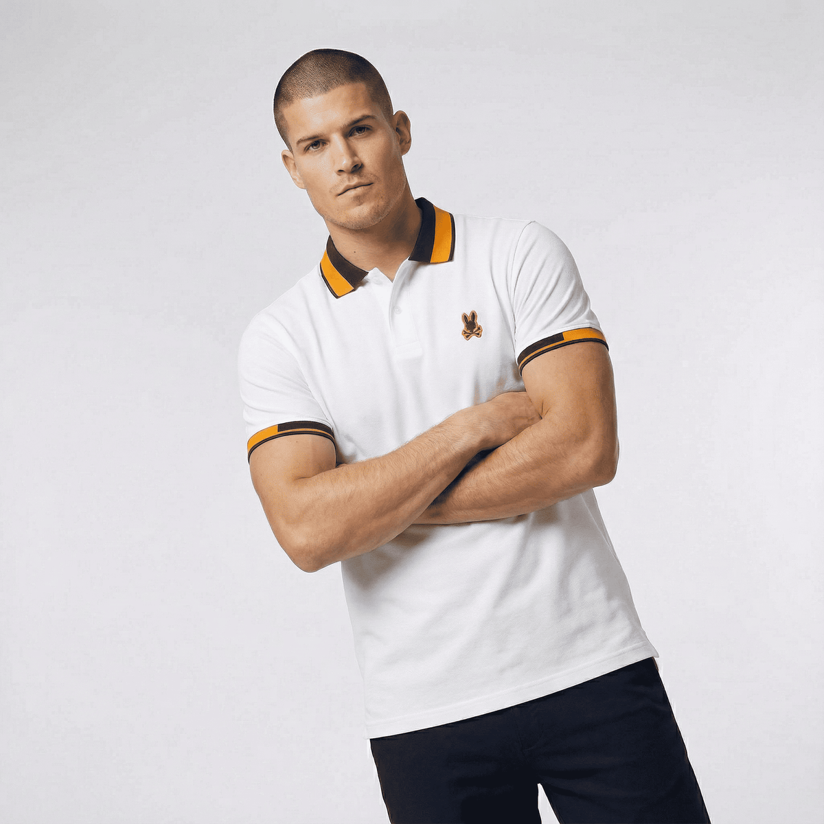 Camiseta 22372# Tipo Polo Blanca Para Hombre