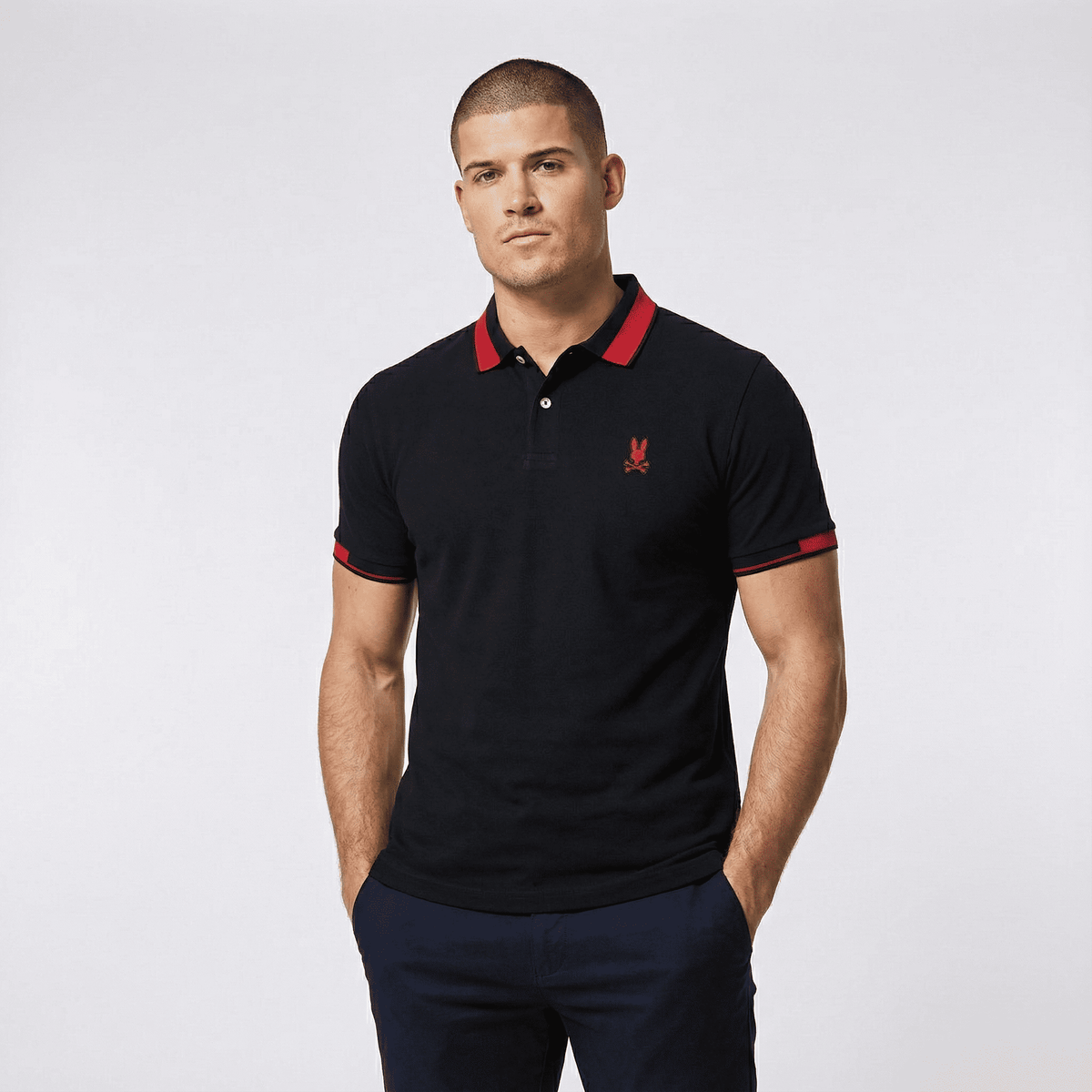 Camiseta 22372# Tipo Polo Negra Para Hombre