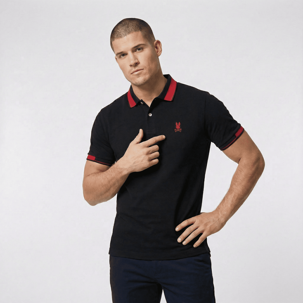 Camiseta 22372# Tipo Polo Negra Para Hombre