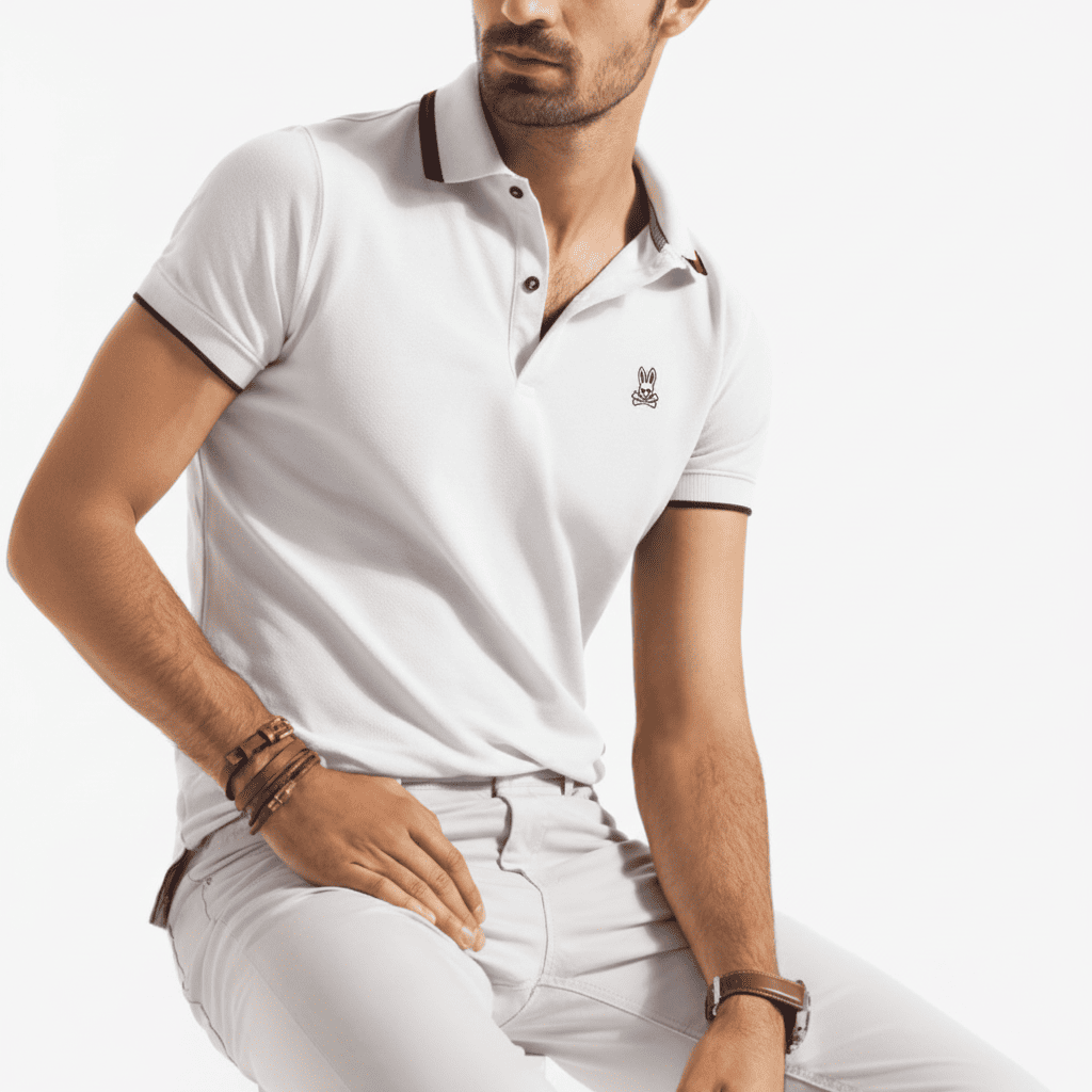 Camiseta 22464# Tipo Polo Blanca Para Hombre