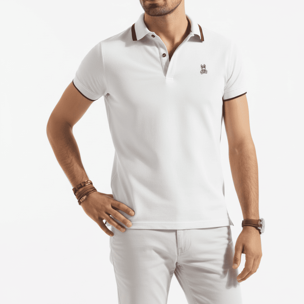 Camiseta 22464# Tipo Polo Blanca Para Hombre