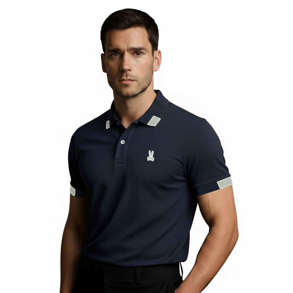 Camiseta 22464# Tipo Polo Azul Oscuro Para Hombre