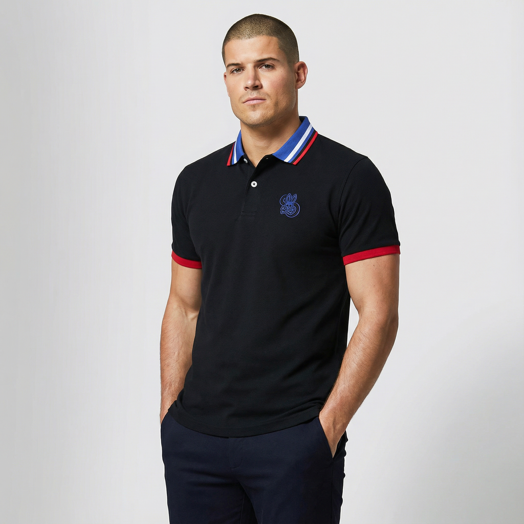 Camiseta 22466# Tipo Polo Negra Para Hombre
