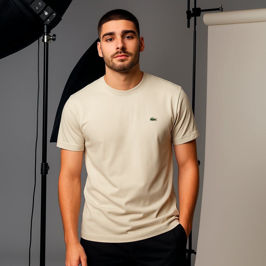 Camiseta 36090 Basica Cream  Para Hombre