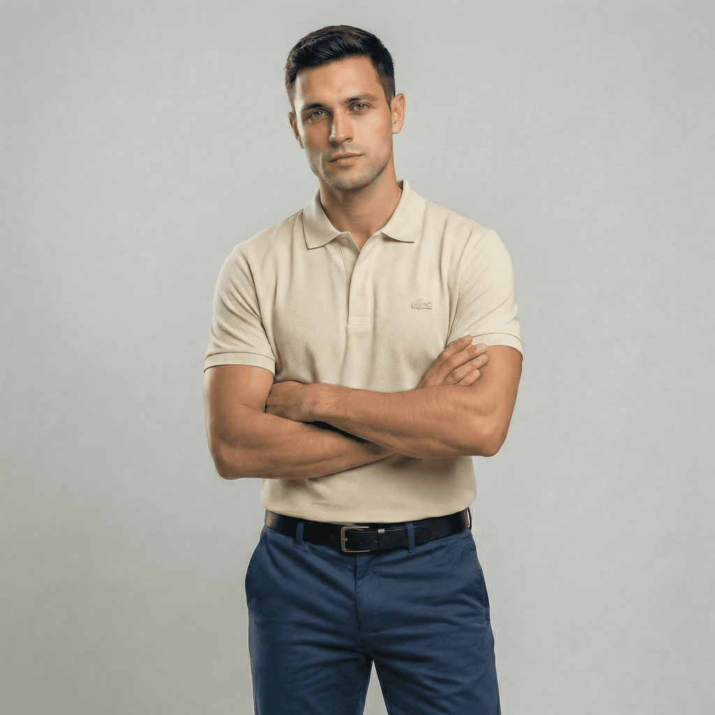 Camiseta 38032 Tipo Polo Crema Para Hombre