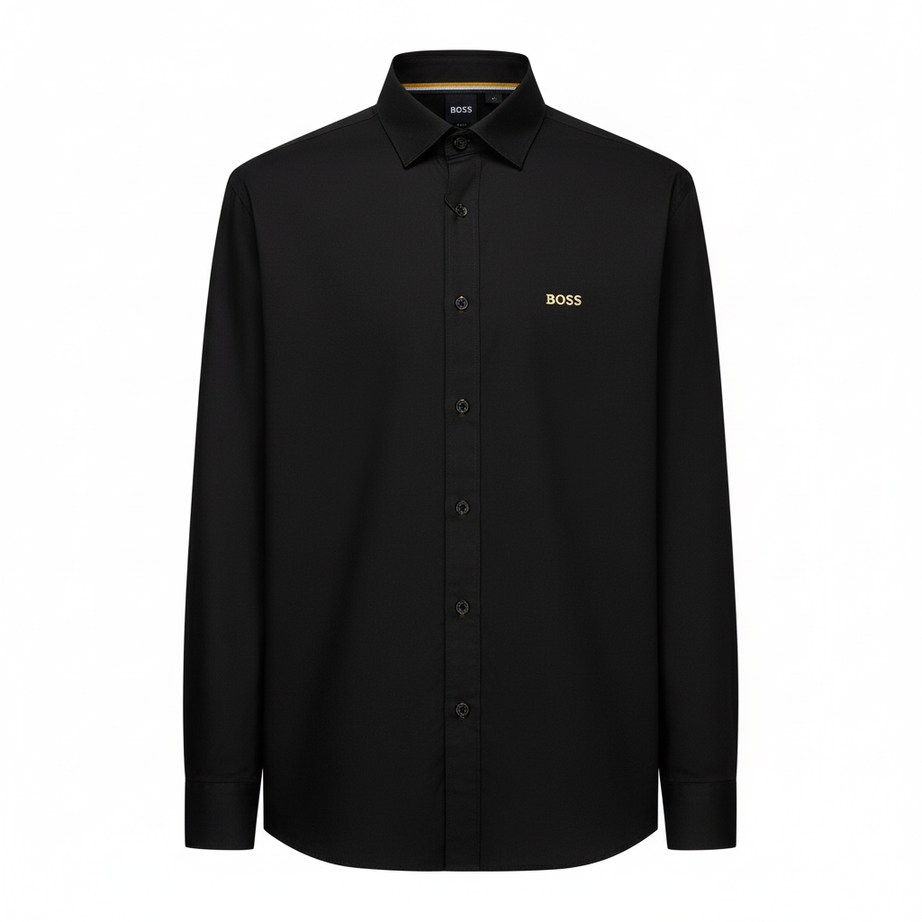 Camisa 50008 Negra Manga Larga para Hombre