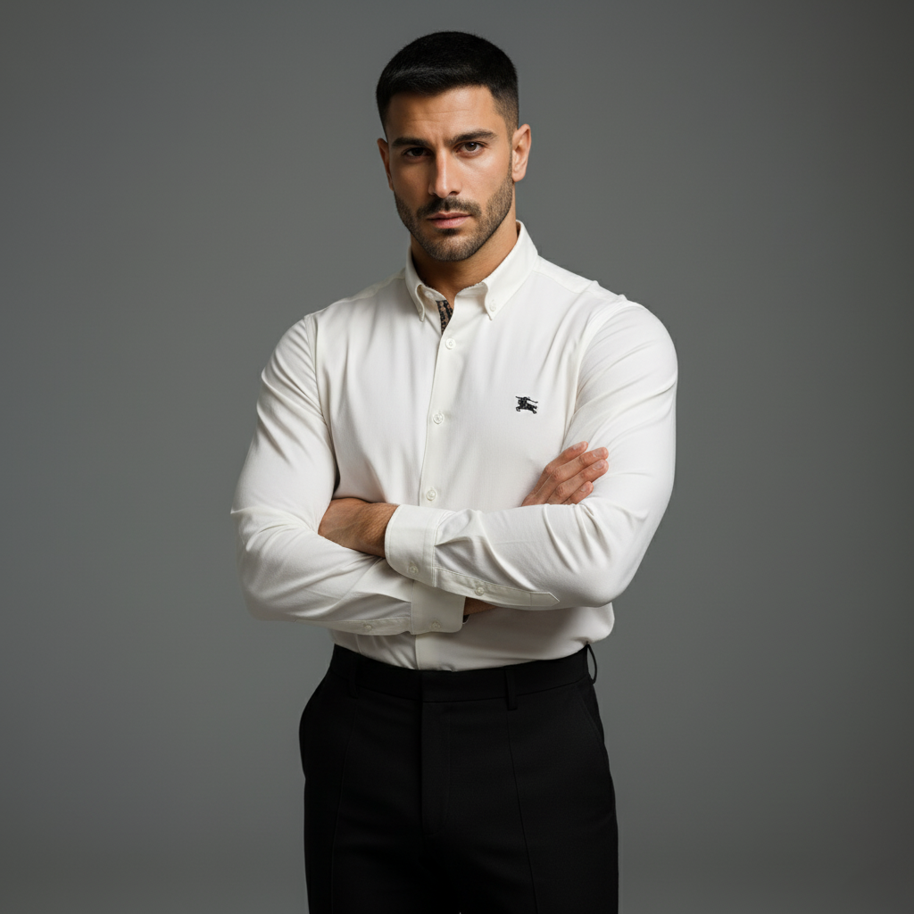 Camisa 50012 Crema Manga Larga para Hombre