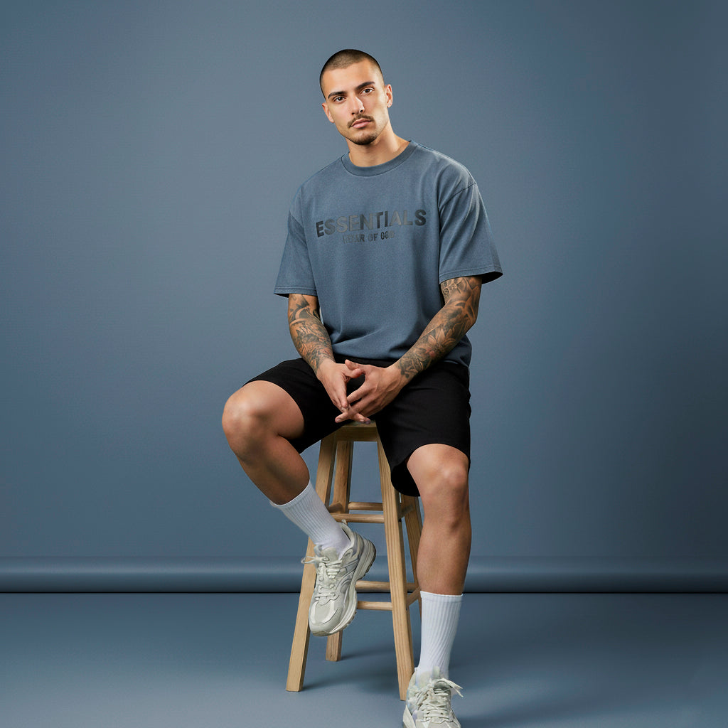 Camiseta 528001*1 Oversize Pickling Gris/Azul Para Hombre