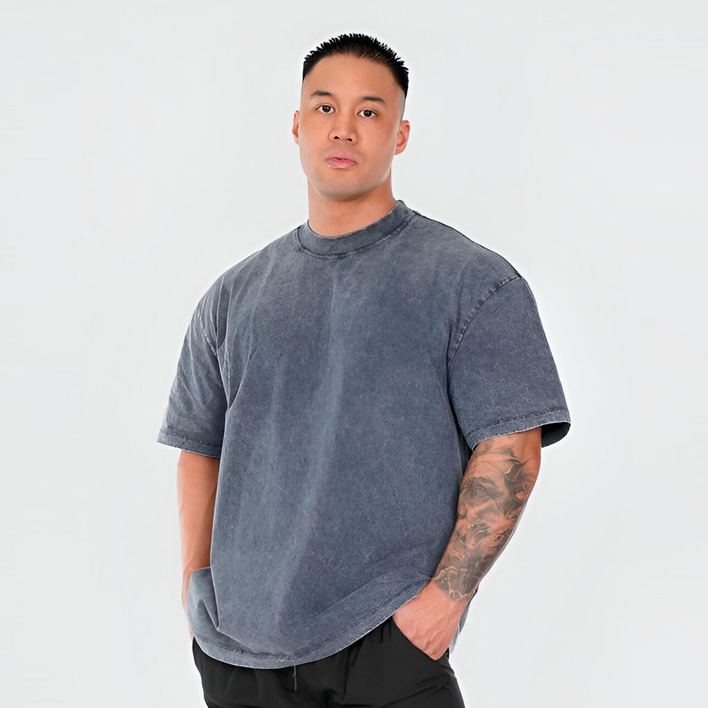 Camiseta 528001 Oversize Pickling Gris Azul Para Hombre