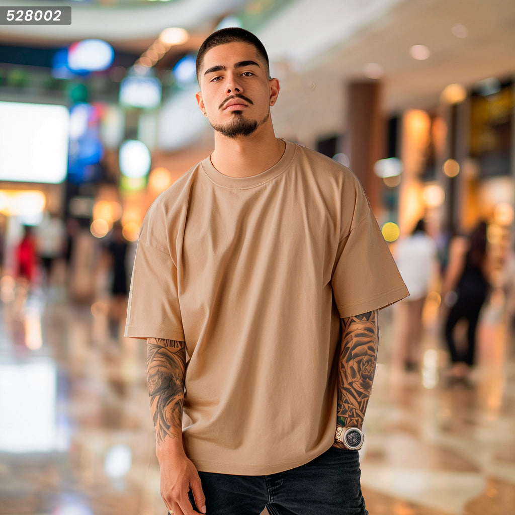 Camiseta 528002 Oversize Café Para Hombre