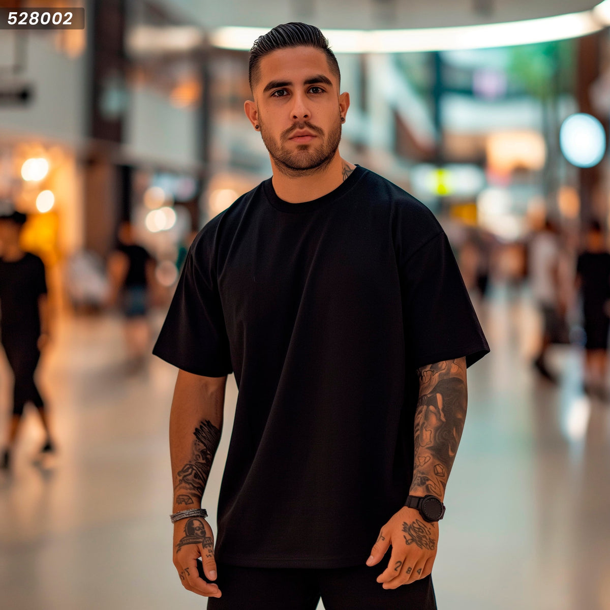 Camiseta 528002 Oversize Negra Para Hombre