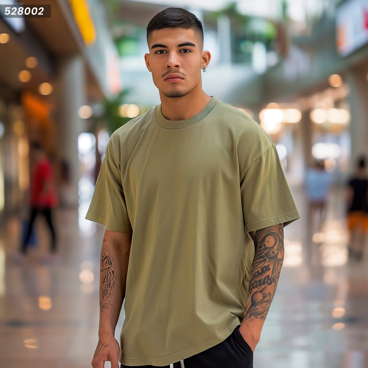 Camiseta 528002 Oversize Verde Para Hombre