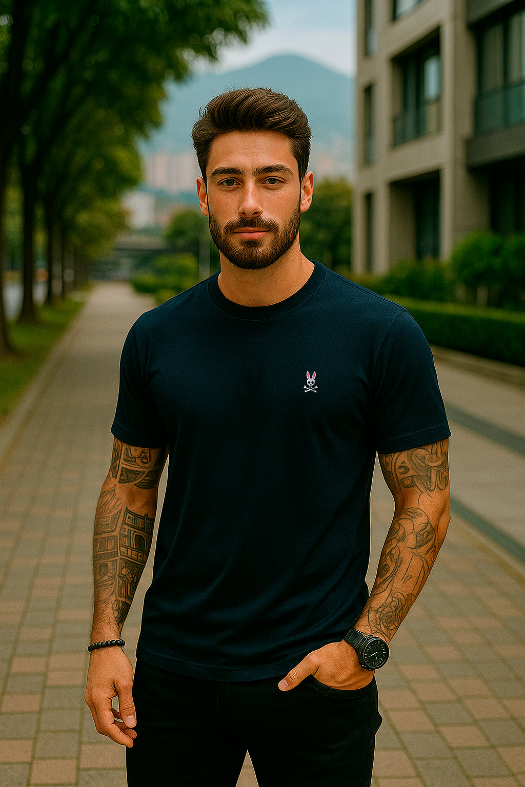 Camiseta 66676 Básica Azul Oscuro Para Hombre