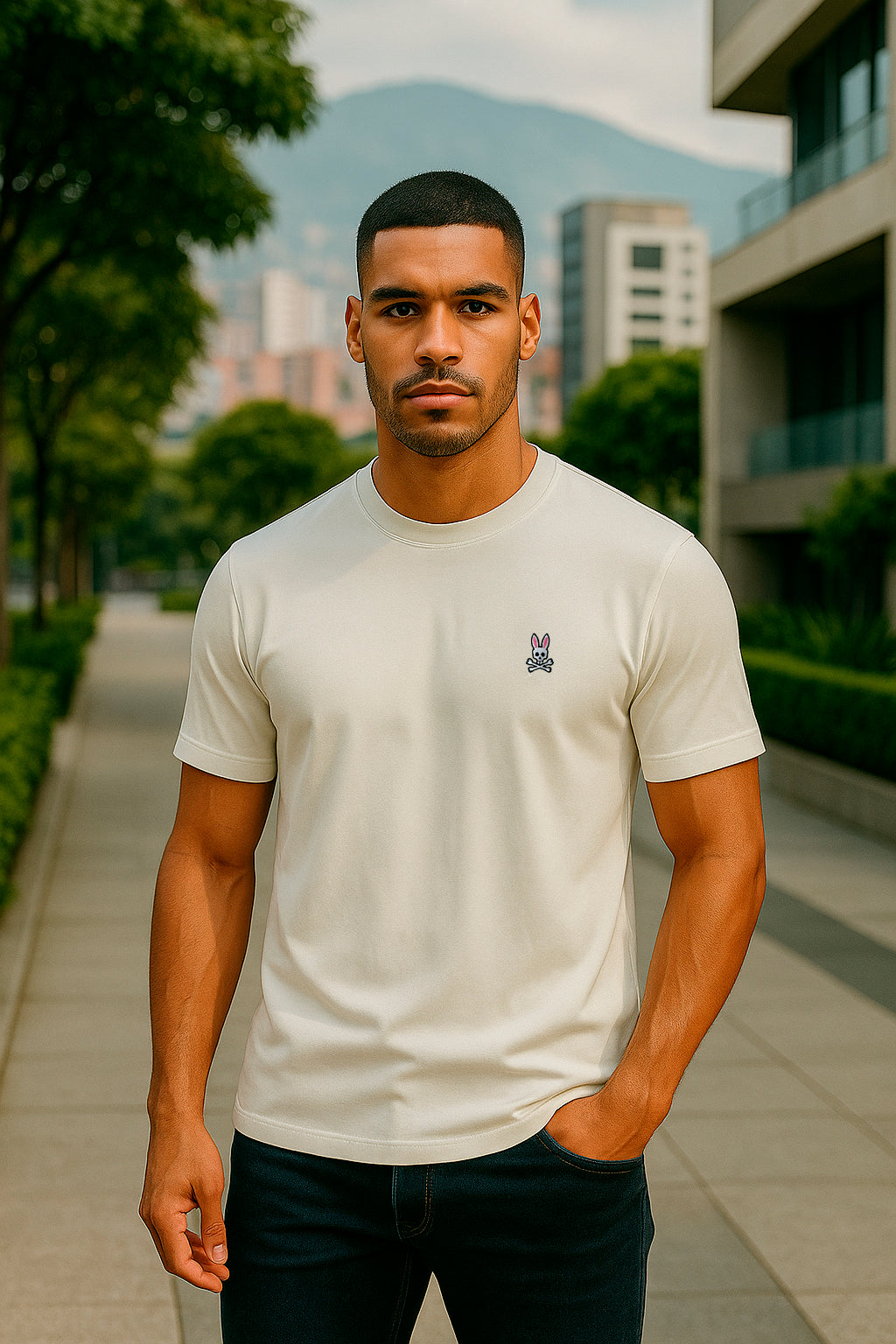 Camiseta 66676 Básica Crema Para Hombre