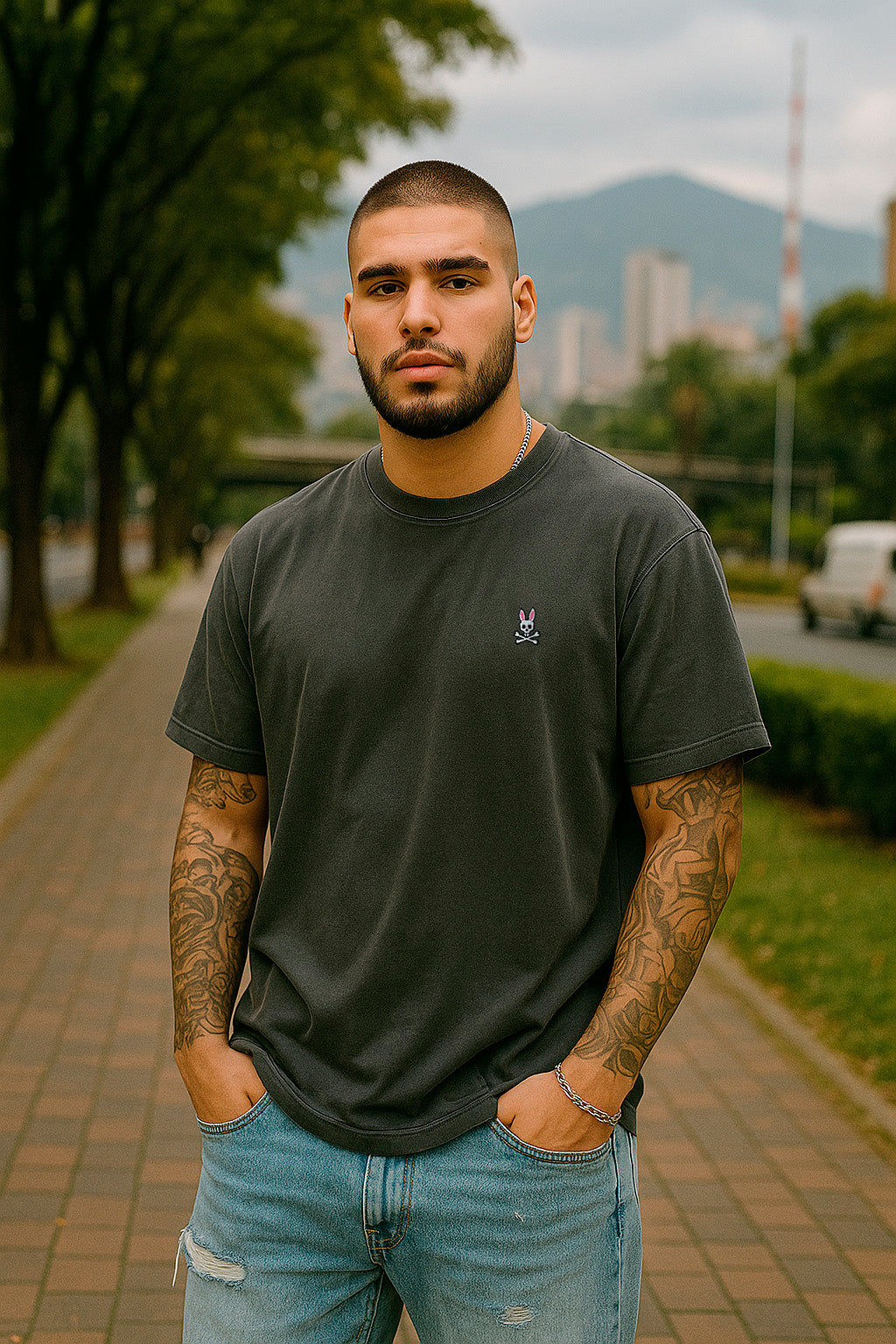 Camiseta 66676 Básica Gris Oscuro Para Hombre