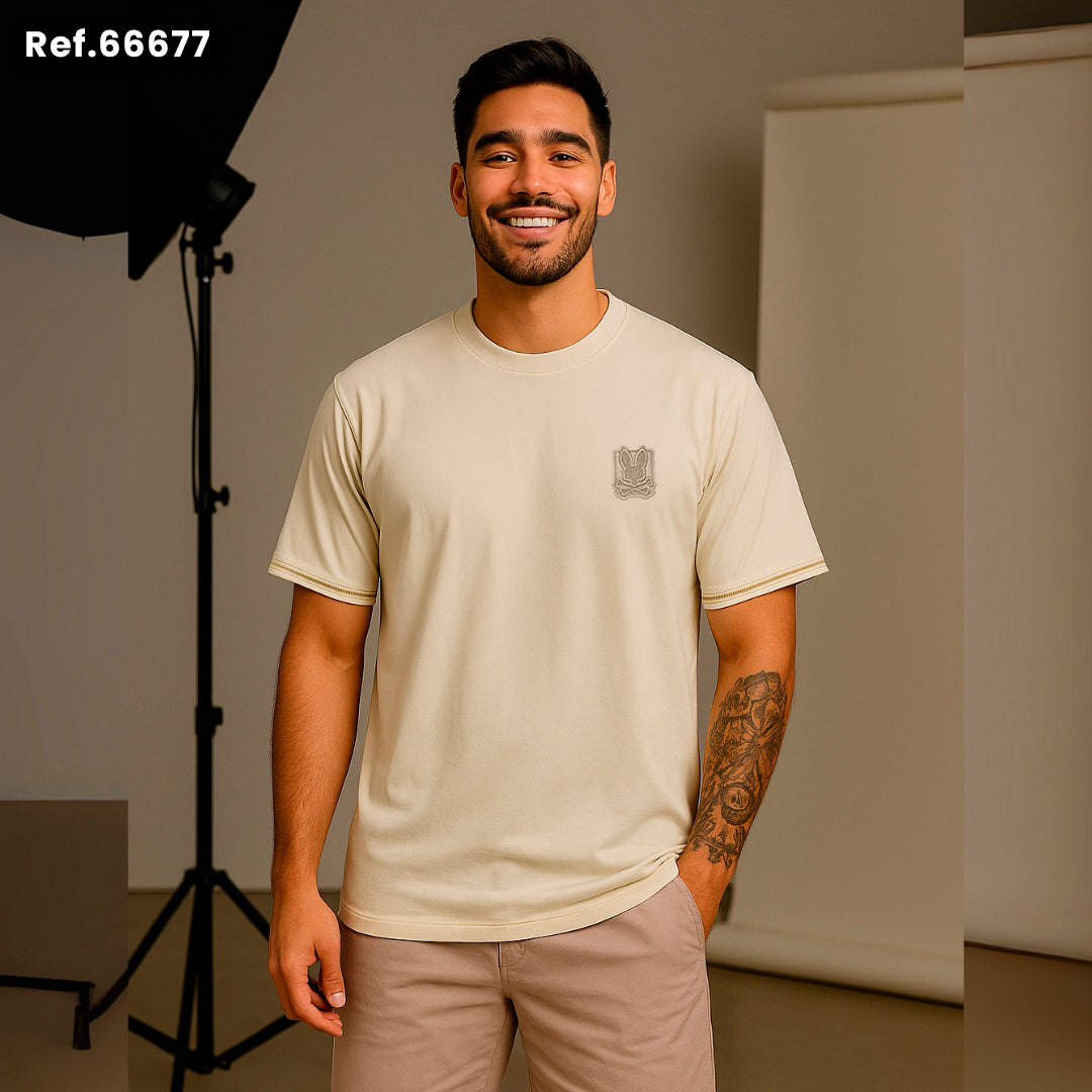 Camiseta 66677 Básica Crema