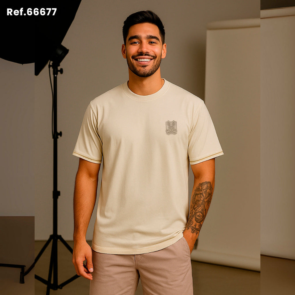 Camiseta 66677 Básica Crema Para Hombre
