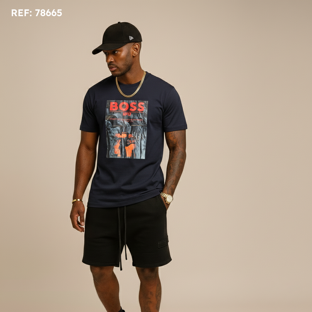 Camiseta 786655 Estampada Azul Oscuro Para Hombre
