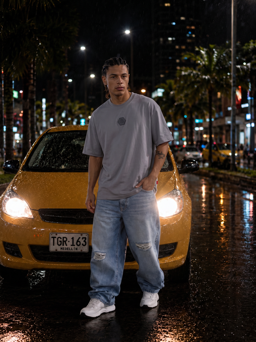 Camiseta 788349 Oversize Gris para hombre