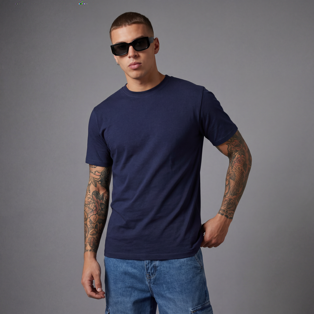 Camiseta 826001 Básica Azul Oscuro Para Hombre