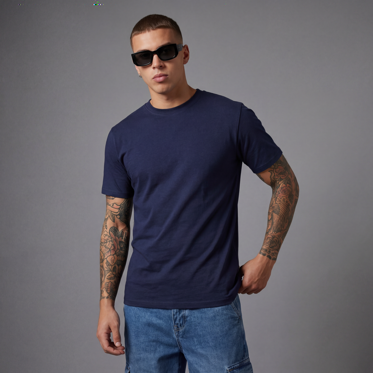 Camiseta 826001 Básica Azul Oscuro Para Hombre