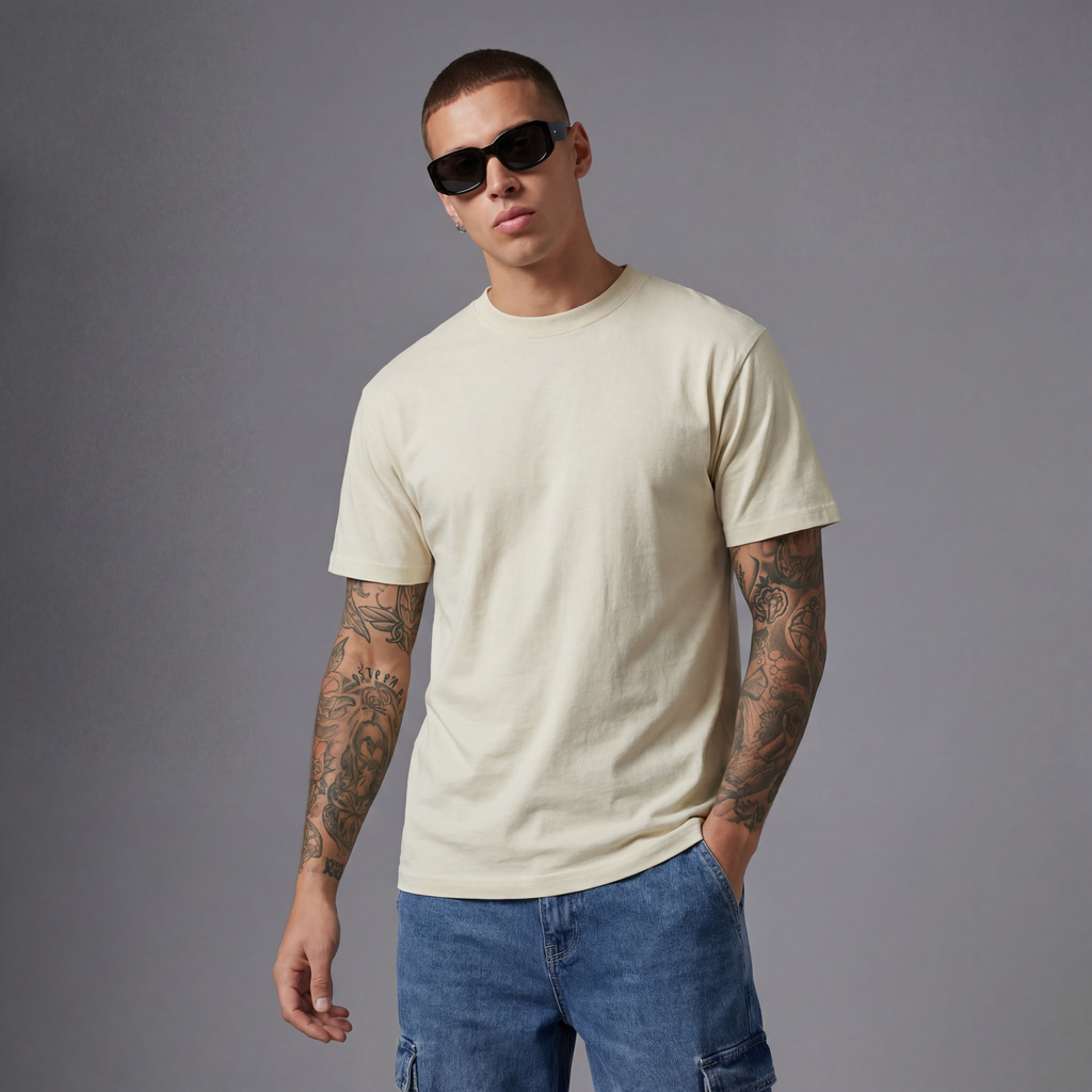 Camiseta 826001 Básica Crema Para Hombre