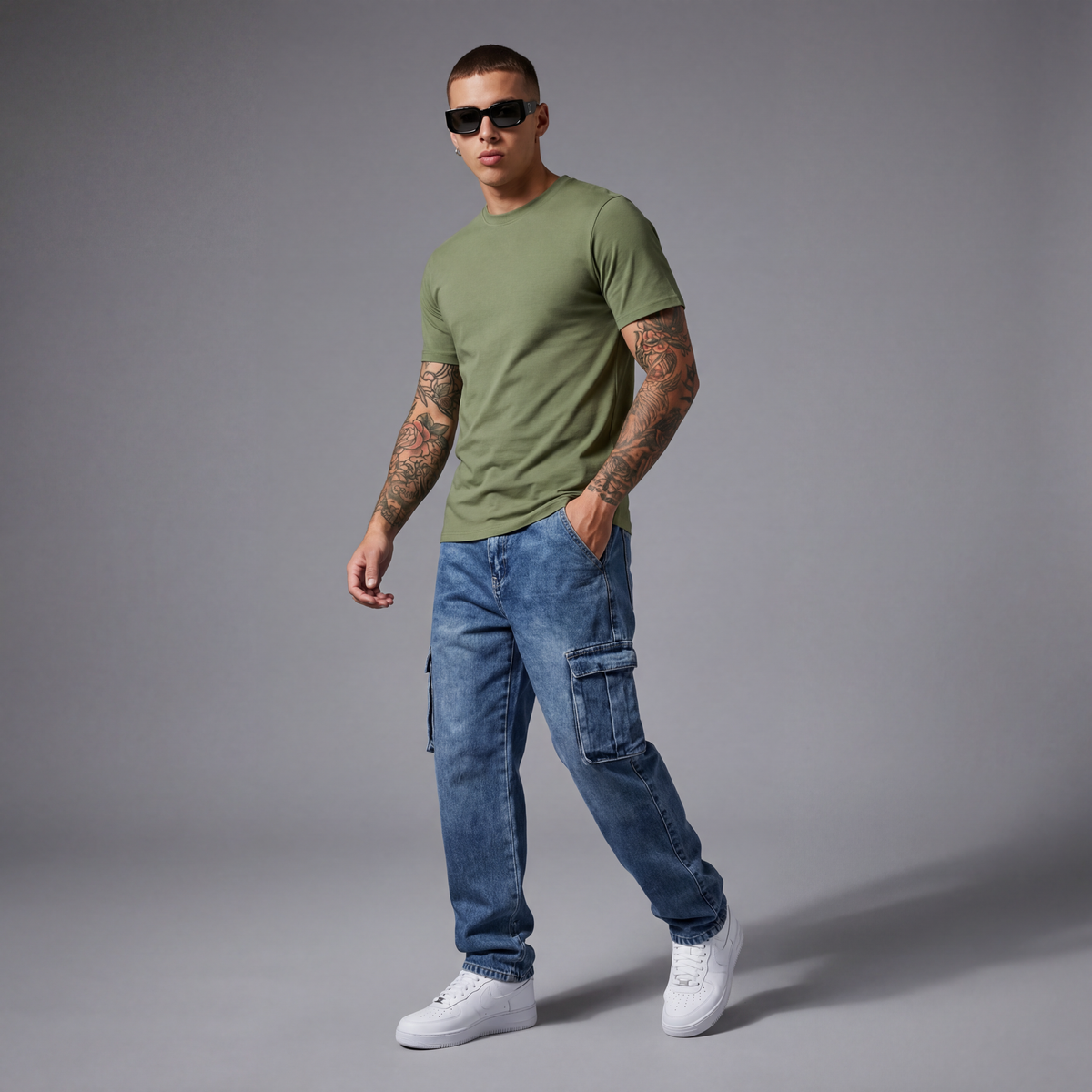 Camiseta 826001 Básica Verde Para Hombre