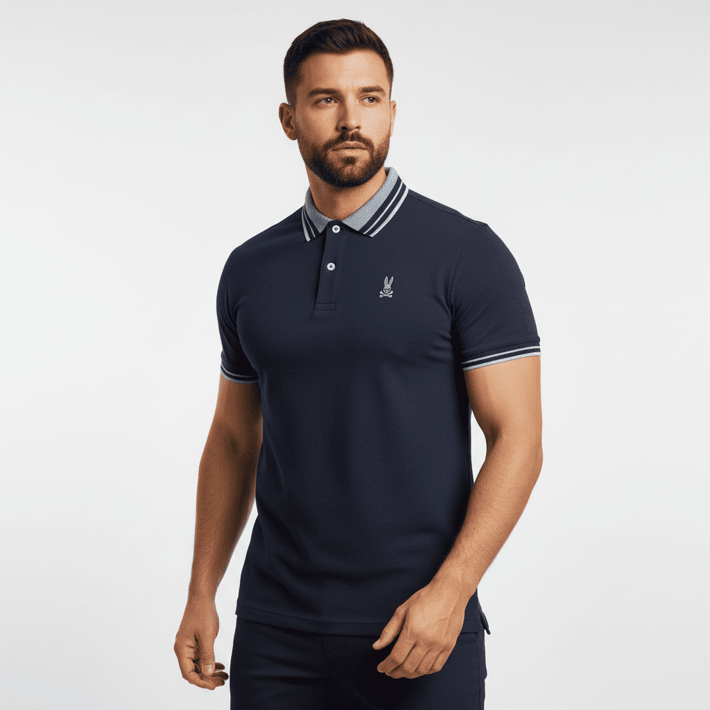 Camiseta 8286-8# Tipo Polo Azul Oscuro Para Hombre