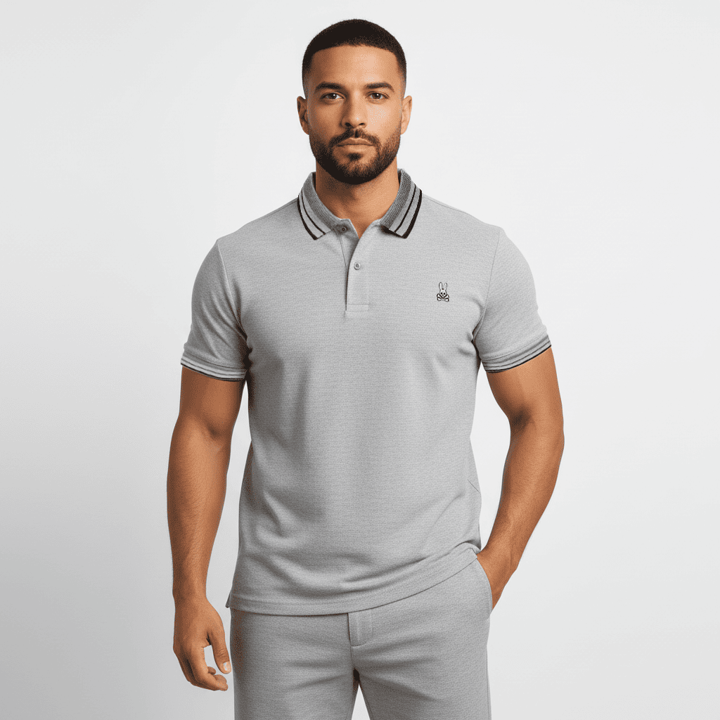 Camiseta 8286-8# Tipo Polo Gris Para Hombre