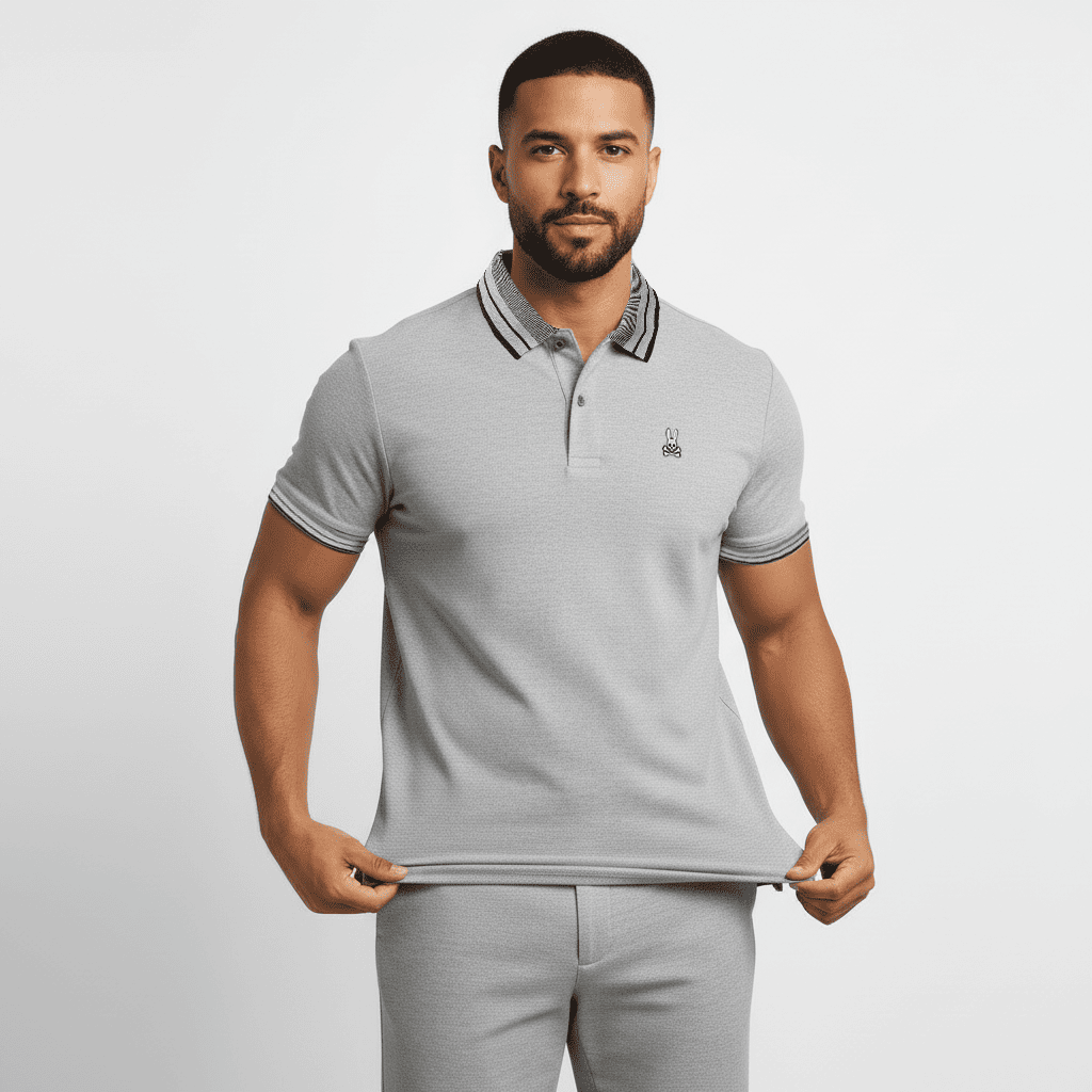 Camiseta 8286-8# Tipo Polo Gris Para Hombre