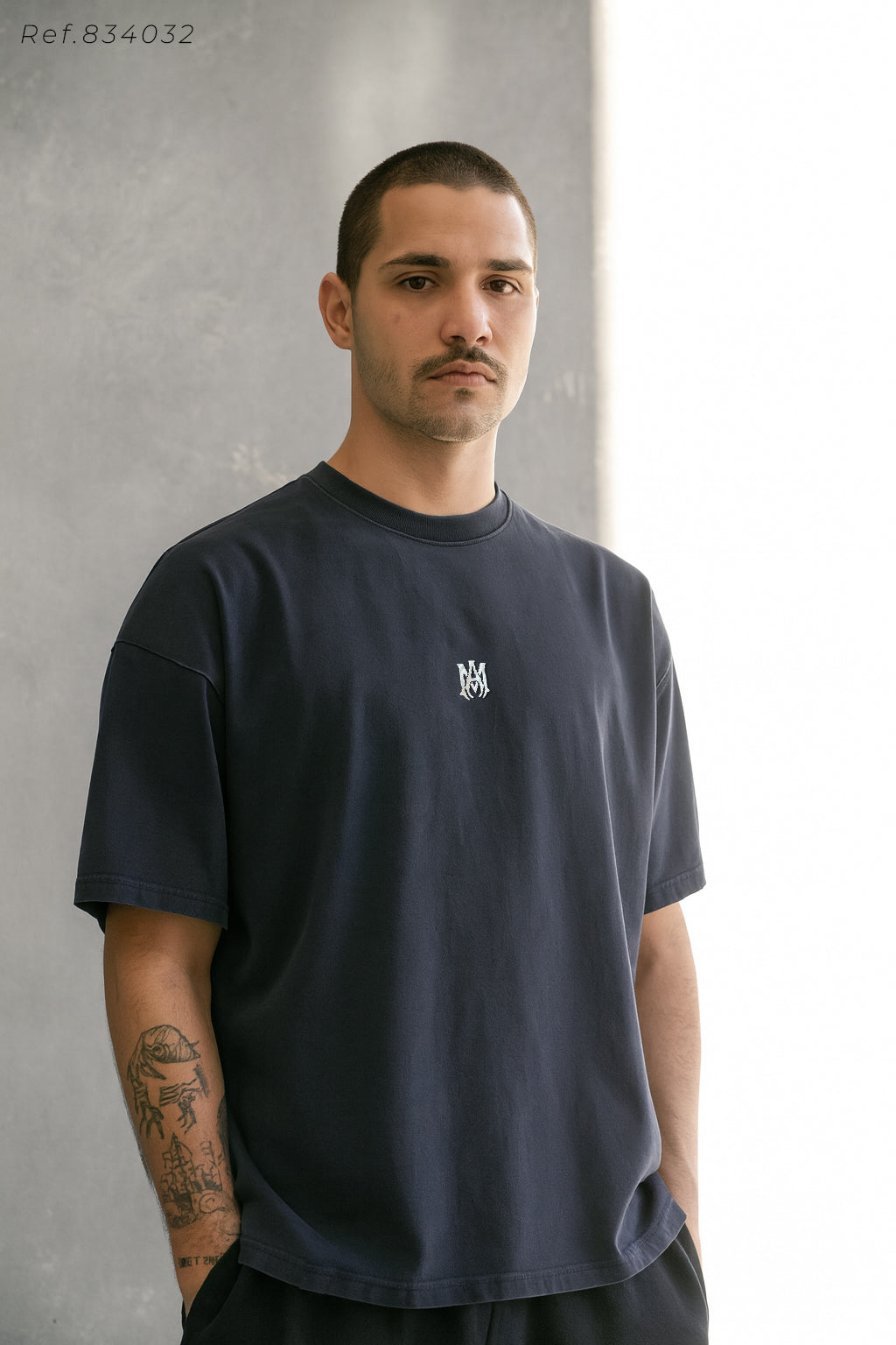 Camiseta 834032 Oversize Pickling Azul Oscuro Para Hombre