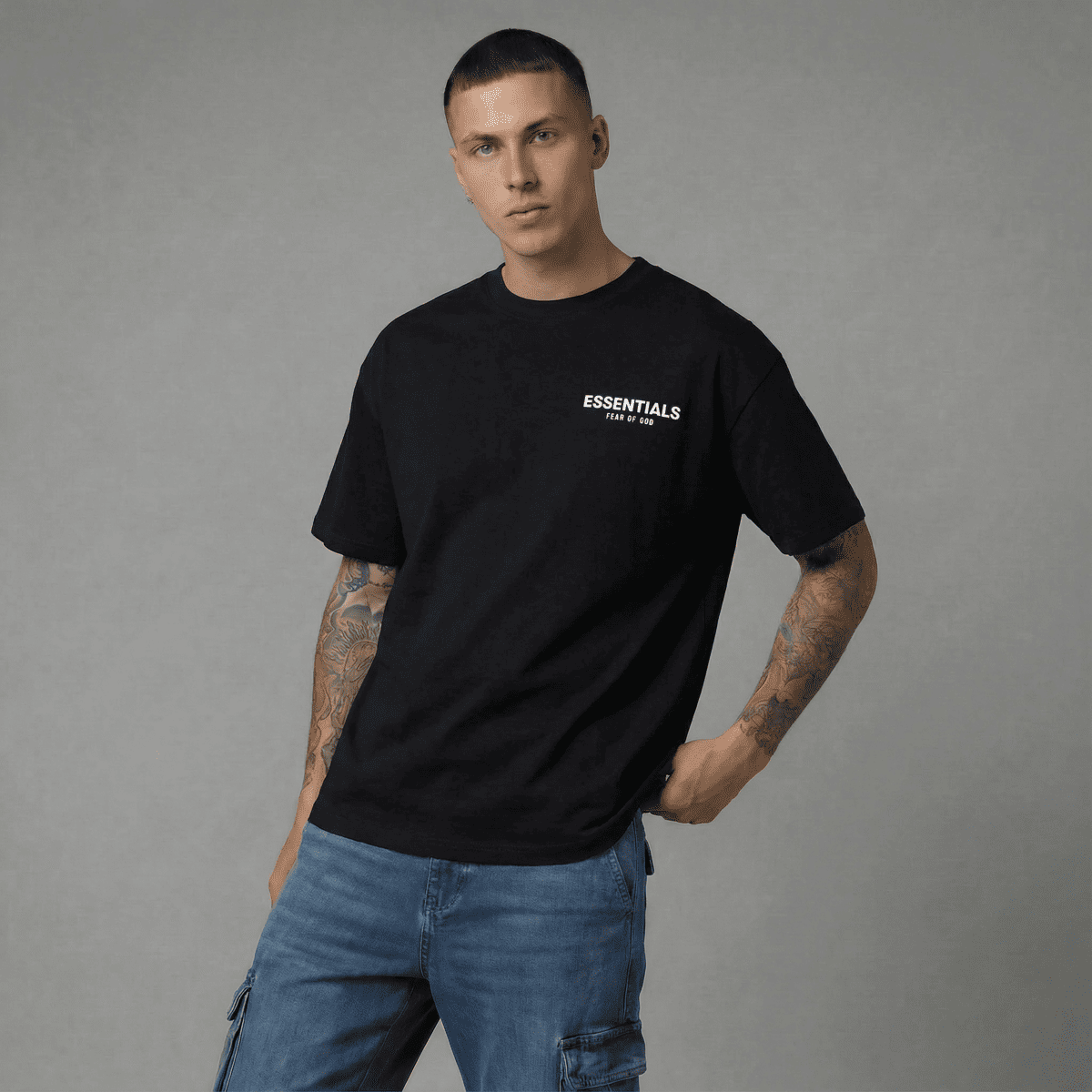 Camiseta 834036 Oversize Negra Para Hombre