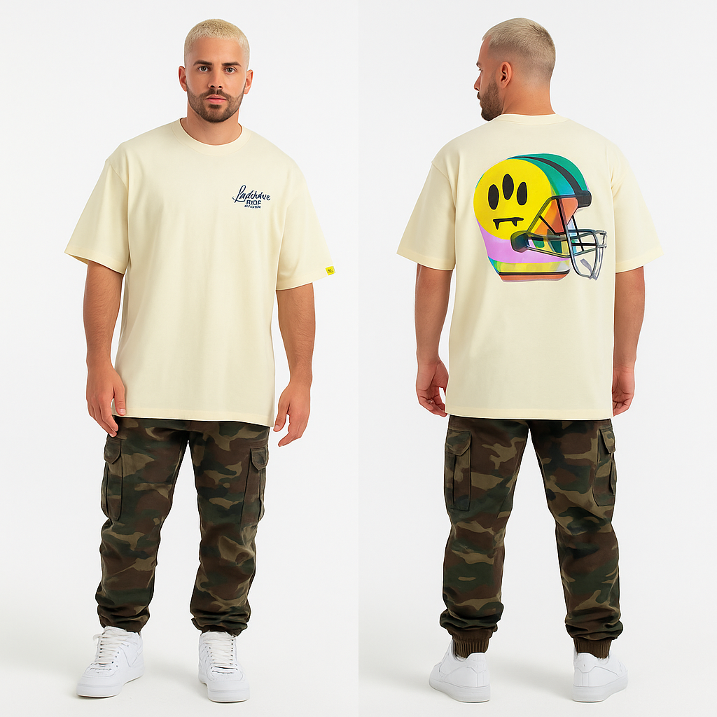 Camiseta 88982 Oversize Crema Para Hombre
