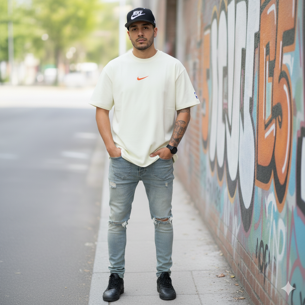Camiseta 583009 Oversize Crema Para Hombre