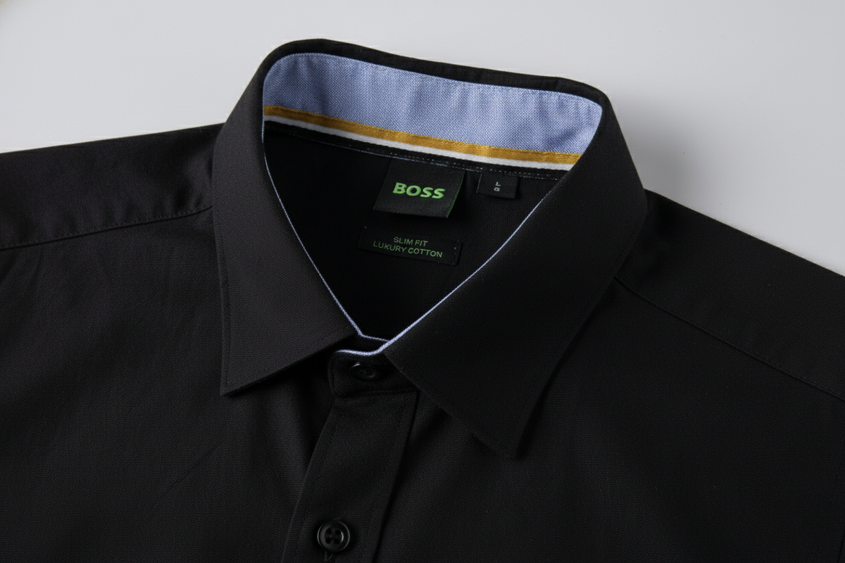 Camisa 50008 Negra Manga Larga para Hombre