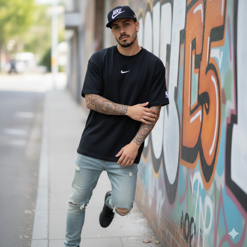 Camiseta 583009 Oversize Negra Para Hombre