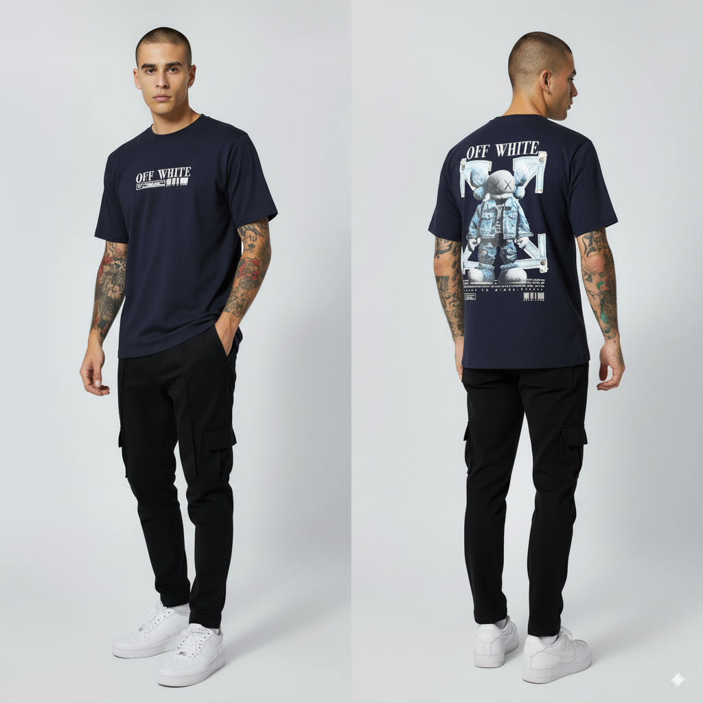 Camiseta 66790 Estampada Azul Oscuro Para Hombre