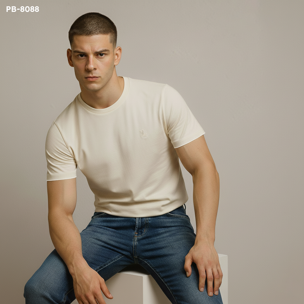 Camiseta PB-8088 Básica Crema Para Hombre