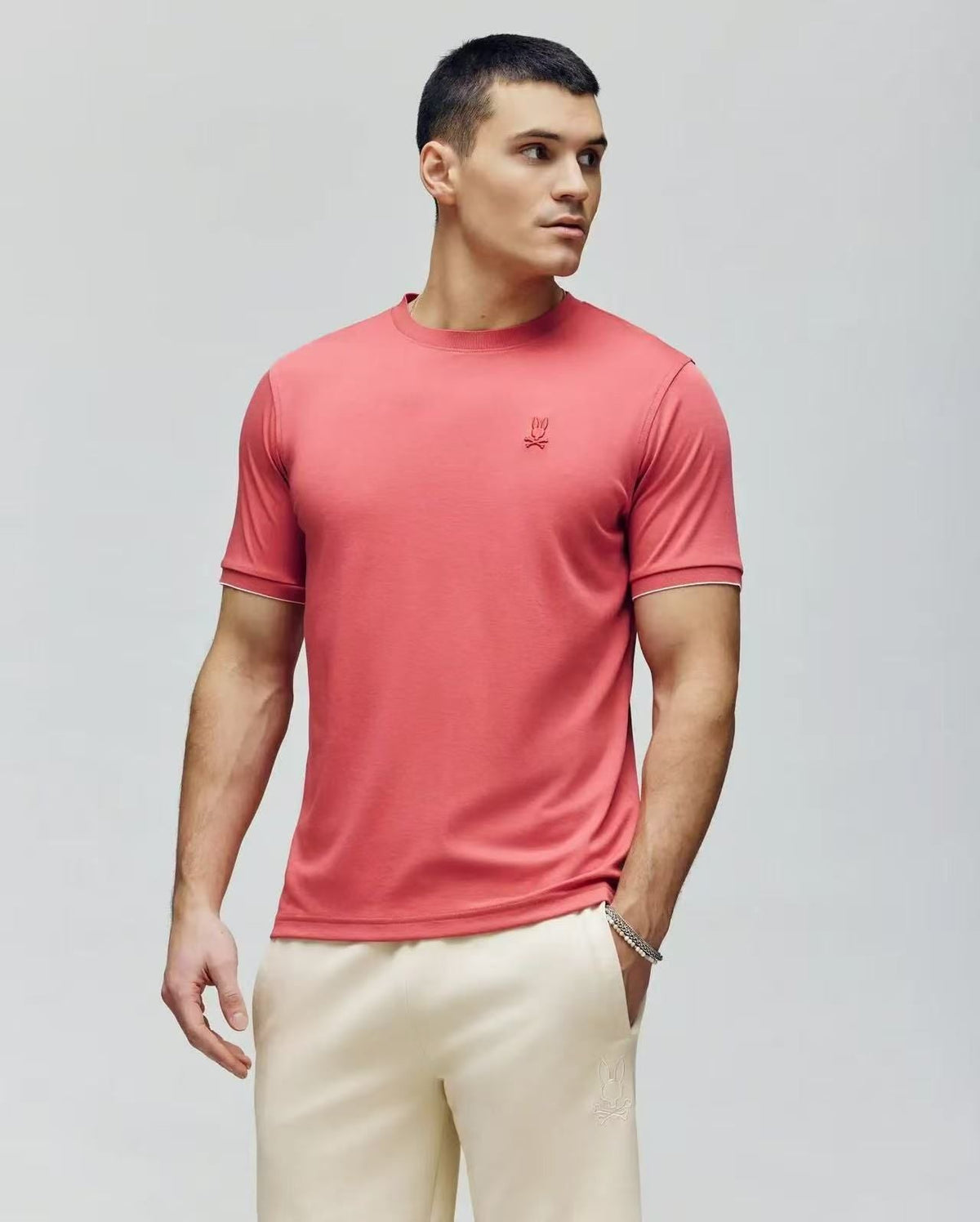 Camiseta -8088 Básica Rosada Para Hombre