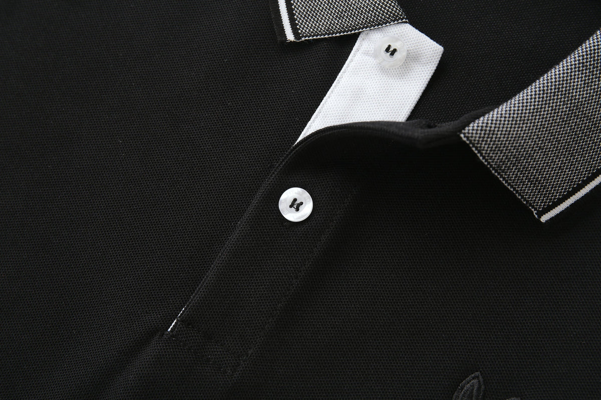 Camiseta 22371# Tipo Polo Negra Para Hombre